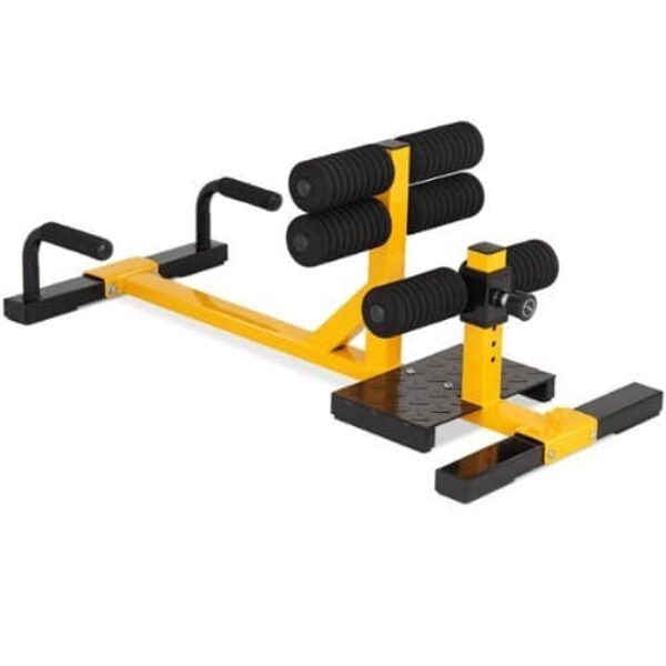 Costway - 3-in-1 Sissy Squat Push Up Ab Workout Home Gym Sit Up Machine Height Adjustable - Black/Yellow