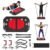 Costway – Push up Board Set Folding Push up Stand with Elastic String Pilate Bar Bag Home Gym – Black/Red